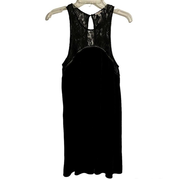 Urban Outfitters Ecote Womens Large Black Swing Dress Velvet Lace Studde… - Picture 3 of 7